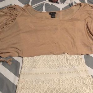 NEAR PERFECT, khaki color, large layering crop